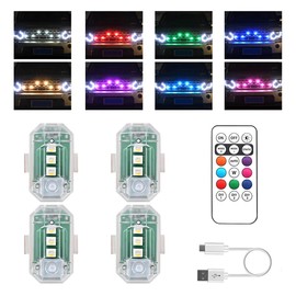 KVAEY 2PCS Wireless LED Strobe Lights with Remote Control, 8 Colors Warning Flashing Lights with USB Rubber Band Sticky, High Brightness Anti-Collision LED Emergency Strobe Lights (4 PCS)