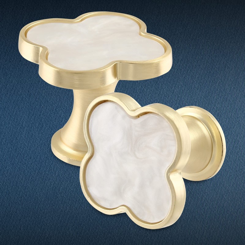 Cionyce 6 Pack Clover Cabinet Knobs Zinc Alloy Single Hole