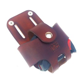 Basket Style Leather Tape Measure Holder by AP Saddlery (Dark Brown)