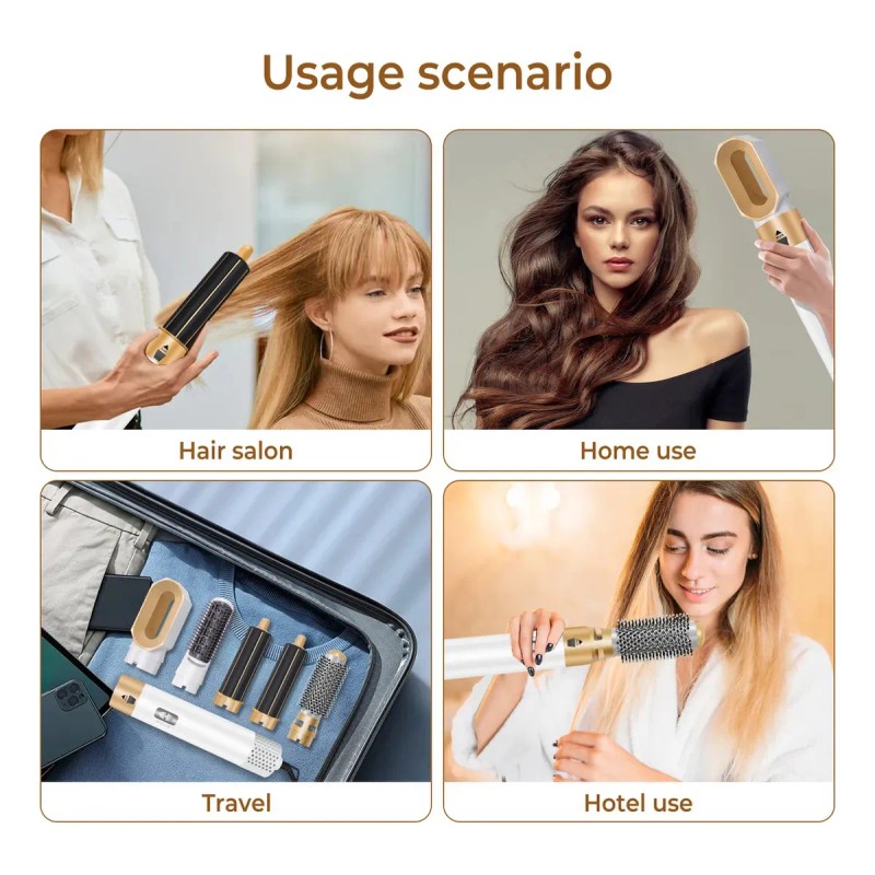 5 In1 Caliente Cepillo Secador Peine Kit Cepillo Desmontable