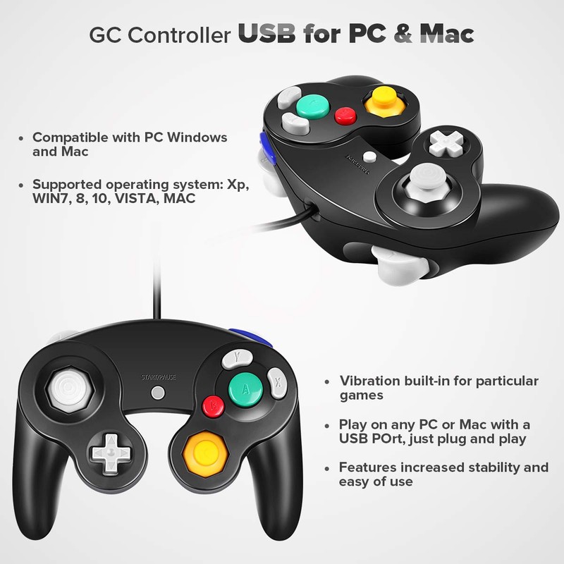 VOYEE GC Controller, Compatible with Wired USB Gamecube Controller for