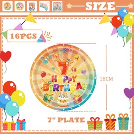 16Pcs 6th Birthday Paper Plates 7",Colourful 6th Birthday Tableware Party Plate Disposable,Happy 6th Birthday Table Decorations Plate Luncheon Plate for Girls,Boys,Kids 6thBirthday Party Decoration