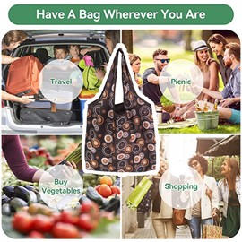 Jetcloud 10pcs Reusable Shopping Bags Washable Eco-Friendly Women Tote Bag Large Capacity Foldable Grocery Pouch for Daily Use Travel Take Out Storage