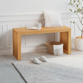 APRTAT Bamboo Dining Bench Indoor Long Bench Entryway Shoe Rack Bench,Outdoor Modern Wood Benches 35 Inch Bamboo Bench for Living Room Hallway Bedroom Bathroom Nature Long