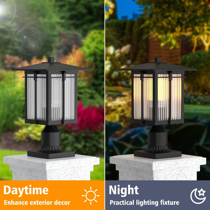 Yoenecea Modern Outdoor Post Light, Aluminum Lamp Post Light Fixture