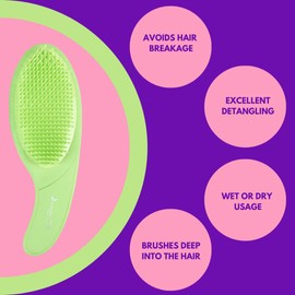Nascita Detangler Wet & Dry Hair Brush without Pulling, for Women, Men and Children, Painless Detangling for All Hair Types, Detangling Brush for Wet and Dry Hair, Hair Brush Lime
