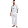 COLORFULLEAF Men's Pyjamas 100% Cotton Short Sleeve Pyjamas with Button