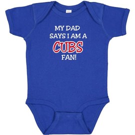 Curiositees Cubs Dad/Grandpa/Uncle Says I Am A Fan Baby Bodysuit Romper Outfit - Royal (Dad Says, 6 Months)