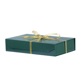 PACKGILO 1 Pack Green Gift Boxes with Lids Small 12 x 8 x 2.7 Inches Clothes Gift Boxes for Presents Shirt Gift Box with Ribbon Magnetic Gift Box Bulk Cute Box for Packaging (Glossy Surface)