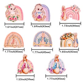 Gyufise 24Pcs Happy Easter Cupcake Toppers Glitter Rainbow Rabbit Bunny Cupcake Picks Decorations for Happy Easter Day Spring Theme Baby Shower Kids Birthday Party Supplies