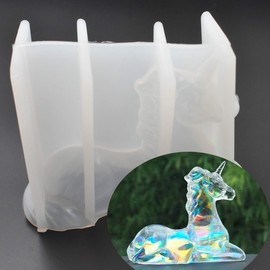 Casual Unicorn Shape Epoxy Resin Mold 4.7" x 3.9" x 1.7" Home Decor DIY Resin Aromatherapy Plaster Casting 3D Unicorn Silicone Mold for Table Art Making