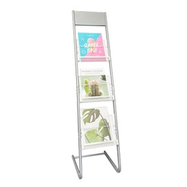 tongmo Floor-Standing Magazine Rack: Features Book Rack, Newspapers Rack, and Other Reading Materials Rack (Square-silver)