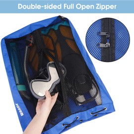 WANDF Swim Bag Mesh Drawstring Backpack Beach Backpack for Swimming, Gym, and Workout Gear(Navy Blue)