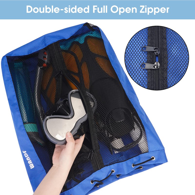 WANDF Swim Bag Mesh Drawstring Backpack Beach Backpack for Swimming,