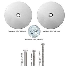 NAUBEA 2 Pack Door Hole Cover Plate Brushed Satin Nickel Deadbolt Cover Plate 2 5/8" Diameter Round Door Knob Hole Filler Plate, 1" and 1.5" Screws, Reinforcer Locks and Doors for Home Security