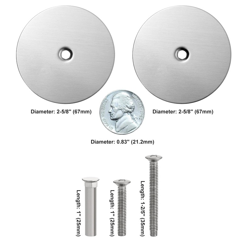 NAUBEA 2 Pack Door Hole Cover Plate Brushed Satin Nickel