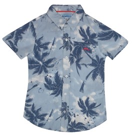 Tommy Bahama Boys Woven Button-Down Shirt, Woven Button Down Shirt for Boys (Blue Palms, Size 7)