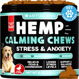 Hemp Calming Chews for Dogs - Dog Calming Chews - Dog Anxiety Relief Treats with Hemp Oil, Turmeric, Valerian, Ginger - Health and Wellness Supplements for Dogs - Hip and Joint Support - 120 Treats