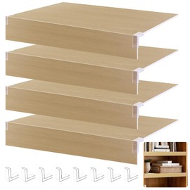 Wire Rack Covers for Pantry Shelf Covers for Wire Shelving Liners Removable 4 Pack with Holders for Closet Pantry Kitchen Bathroom Office Store, 24 x 12 Inch, Natural Oak Color