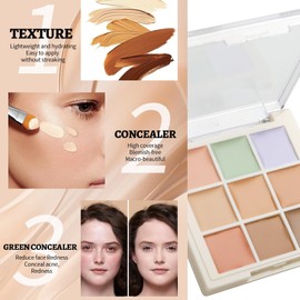Concealer Full Coverage Palette, Colour Corrector Contour Concealer for Dark Circles, Hydrating Cream Under Eye Concealer, Brightener Long Lasting Concealer Foundation for Acne, Redness and Dullness