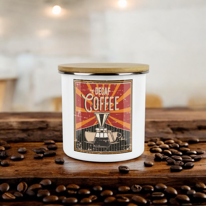 Purely Home Retro 1950s Style Decaf Coffee Canister - White