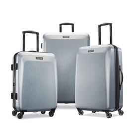 American Tourister Moonlight Hardside Expandable Luggage with Spinner Wheels, Silver, 3-Piece Set (21/24/28)