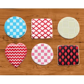 GSS Designs Cookie Stencil 6 Pack, Food Safe Templates for Decorating & Baking, Chevron, Buffalo Check Plaid, Fish Scale, Balloons, Blocks, Ruler(SL-069)
