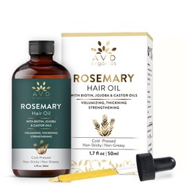 AVD Organics Rosemary Hair Oil with Biotin for Hair - Strengthening, Nourishing, and Volumizing | with Jojoba Oil and Castor Oil | Non GMO Verified | 50ml
