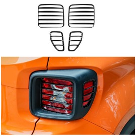 CheroCar for Jeep Renegade Tail Light Lamp Covers Blinds Rear Taillight Guard for Jeep Renegade 2016-2021 (Black)