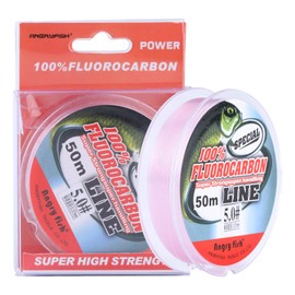 ANGRYFISH 100% Fluorocarbon Fishing Line-Invisible Underwater-Faster Sinking- Ultralow Stretch-Fishing Leader Line (Pink,19LB/0.128MM-55YD)
