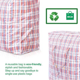 Pack of 5 Re-usable Foldable Laundry Bags Medium size 50 x 50 x 15 CM Perfect For Laundry Storage Cloths, Shopping, Moving and For Multi purpose use - Bags With Handles and Zip.
