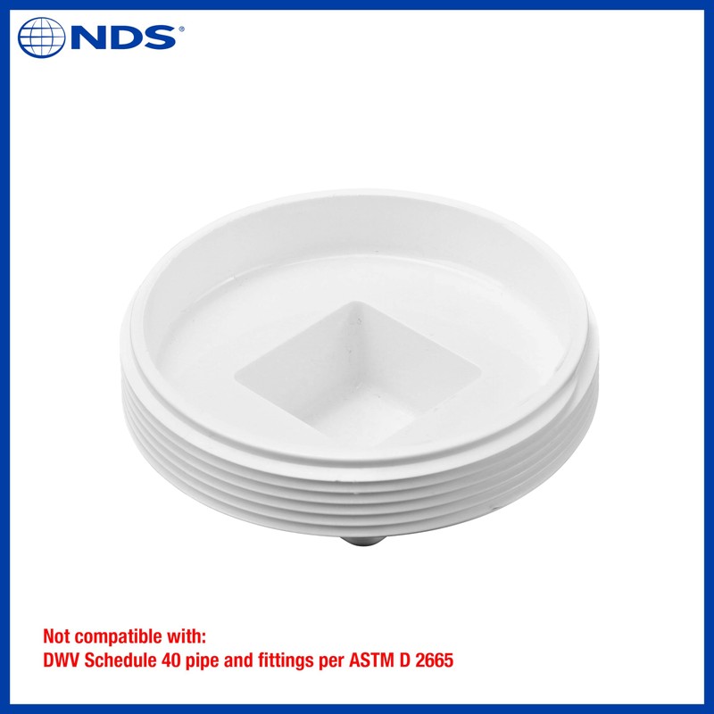 NDS 41P8 PVC S&D Cleanout Plug, with 4-Inch MPT Connection,