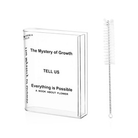 1 Book Vase and 1 Brush Bookcase Decoration Tulip Vase Decorative Aesthetic Elegant Decor Accessories (Transparent)