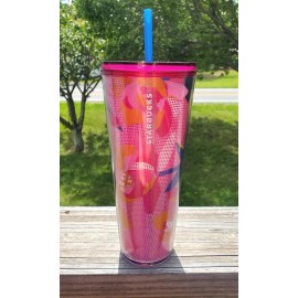 STARBUCKS Coffee Spring 2023 Pink Floral Cold Cup Tumbler Venti 24 oz New