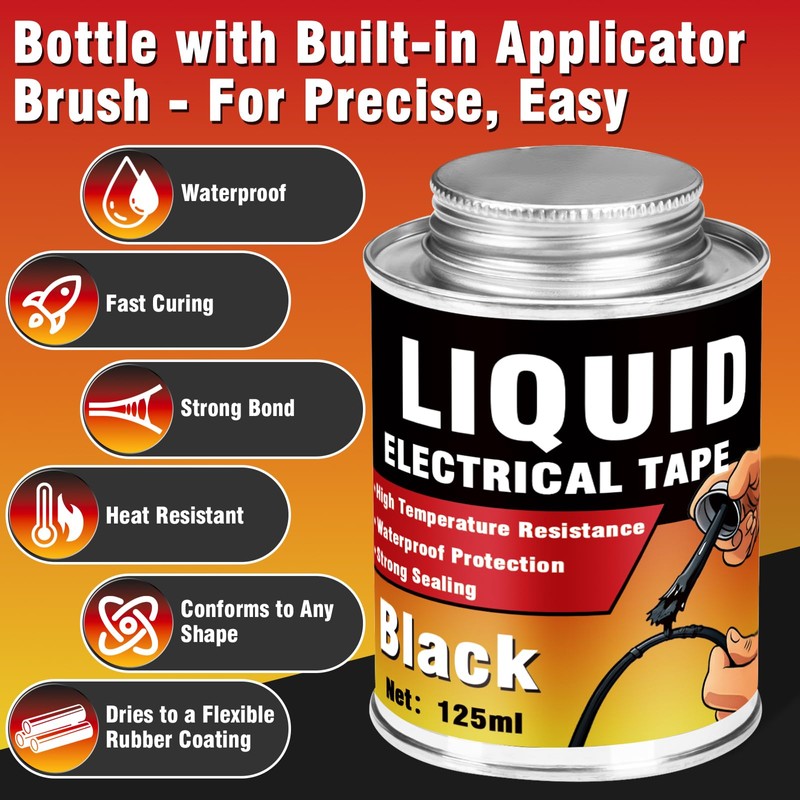 Liquid Electrical Tape, Quick Drying Insulating Electrical Glue, Black Waterproof