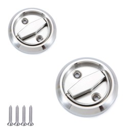 AWOCAN 2PCS Round Recessed Door Handle Hidden Brushed Stainless Steel Handle with Screws for Cabinet, Door, Drawer (Silver)