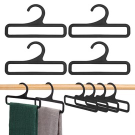 AHANDMAKER 10Pcs Scarf Hangers, Black Rectangular Towel Holder, Plastic Scarf Holder Organizer, Scarf Display Ties Organizer, Space Saving Hanging Hanger for Closet Shop Scarf Tie Belt Towel, 5.39x3"