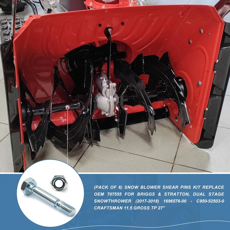 CFWMXG (6 Pack) 707555 Snow Blower Kit-Shear Pin, Auger 1696574-01