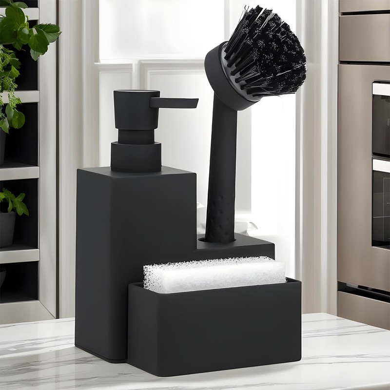 Dish Soap Dispenser with Brush Holder | Liquid Hand Soap