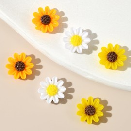 Sunflower Nail Charms Spring Nail Art Charms Cute Daisy Nail Gems with Rhinestones Cute Yellow Flower Charms for Nails for Acrylic Flowers Nails Supplies DIY Nail Art Decoration 30PCS