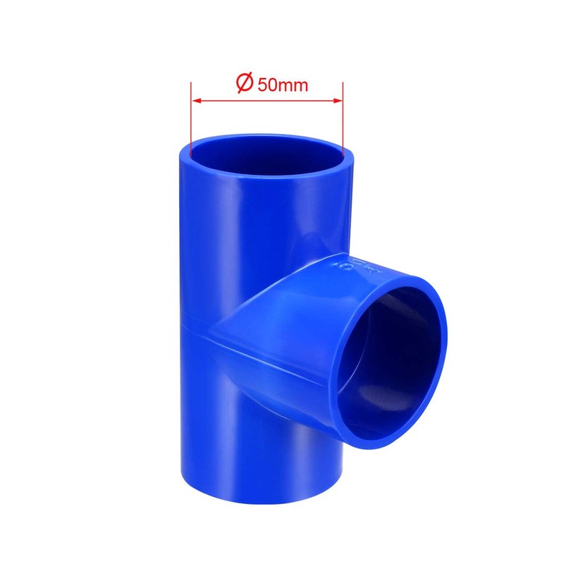 sourcing map 50mm Slip Tee PVC Pipe Fitting T-Shaped Coupling