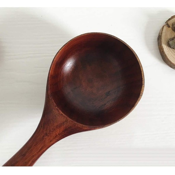 Vintage Round Wooden Scoop Spoon Ladle Wooden Water Scoop Spoon Long Handle fit for Tableware Kitchen Tool