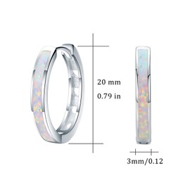 CUOKA MIRACLE Hoop Earrings for Women Opal Hoop Earrings Hinged Huggie Earrings 925 Sterling Silver Hypoallergenic Earrings for Sensitive Ears Simulated Opal Colorful Jewelry Birthday Gift, 20mm,