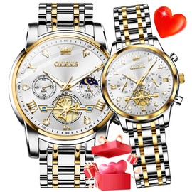 OLEVS Couple Watch His and Her Set Matching Watch Mens Womens Diamond Romantic Valentine’s Day Chronograph