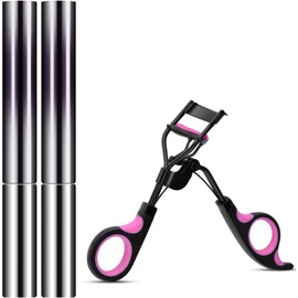 Máscara de Pestañas de Varita Metálica, Iron Wand Mascara a Prueba de Agua, Larga Duración, Volumen 3D y Rizado sin Grumos, Cepillo Metálico Lavable, Incluye Rizador de Pestañas(Marrón+Negro)