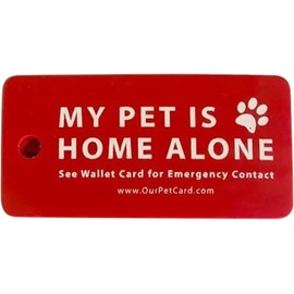 Dog Cat are Home Alone Alert Card & Key Tags with Contact Call Cards Pet Contact Keychain Pet Home Alone Keychain Card Key Tags Collars, Harnesses and Leashes ID Tags and Collar Accessories