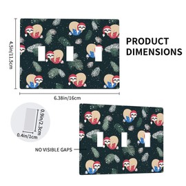 Moslion Christmas Sloth 3 Gang Light Switch Cover Winter Green Mistletoe Tree Blue Red Balls Ball Triple Toggle Wall Plate Outlet for Kitchen Bathroom Men Women