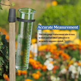 Mateda 7" Capacity Rain Gauge Glass Replacement Tube with Lid Design for Yard Garden Outdoor Home (2)