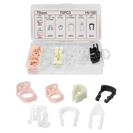 Gzcnsel 70Pcs Fuel Line Retainer Clips Assortment Kit, 7 Sizes Nylon Fuel Line Retaining Clips Replacement Kit Compatible with Ford and GM – 3/8" and 5/16" Auto Clips for Fuel and Vacuum Lines