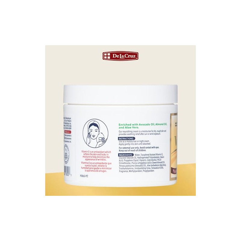 De La Cruz Vitamin E Cream, 4 Ounce